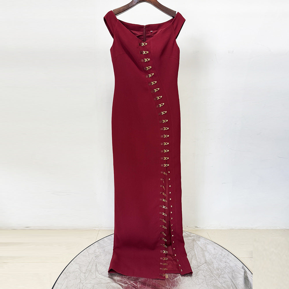 Seraphina Off-Shoulder Metal-Hook Mermaid Evening Gown