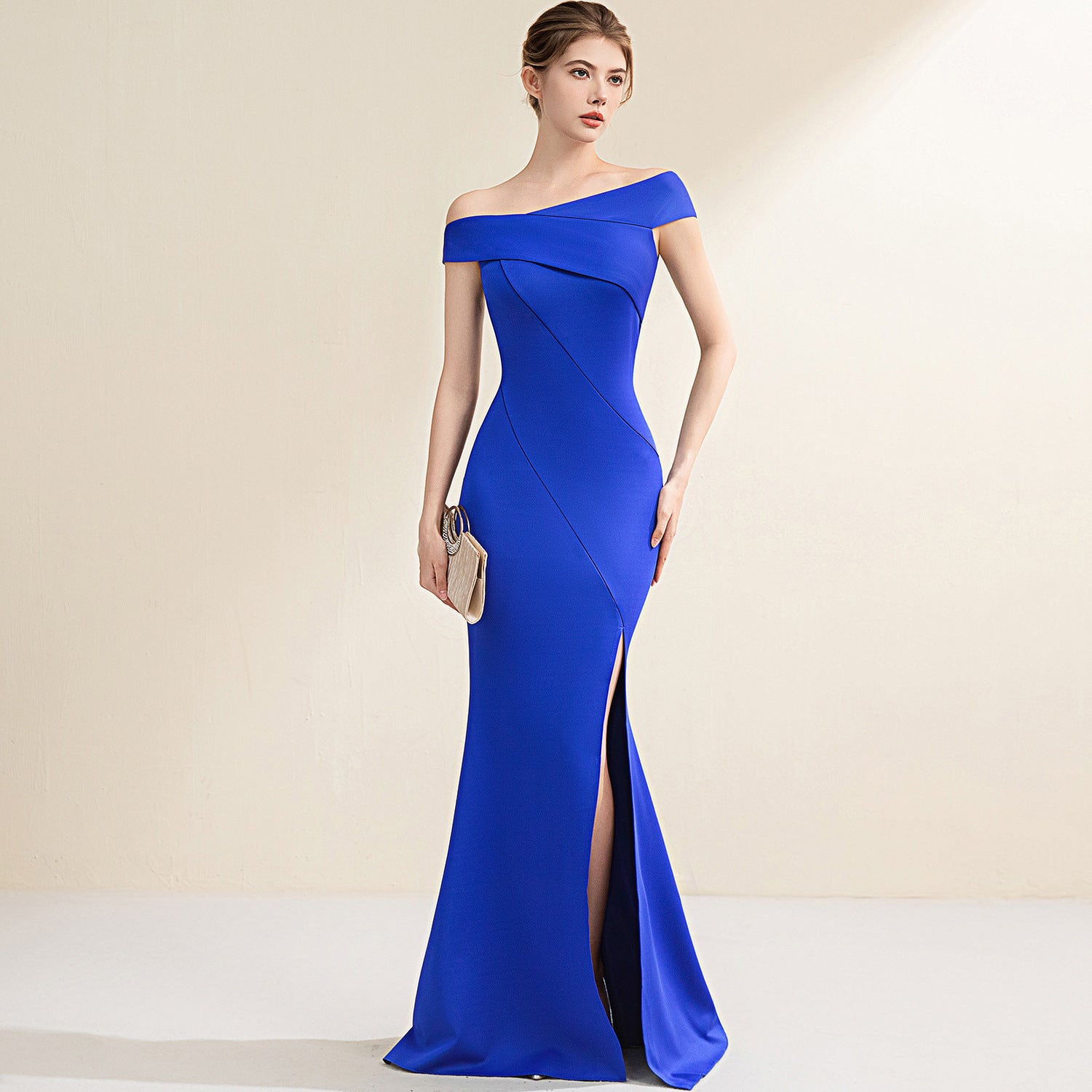 Emerald Green Evening Turtle Neck Dress