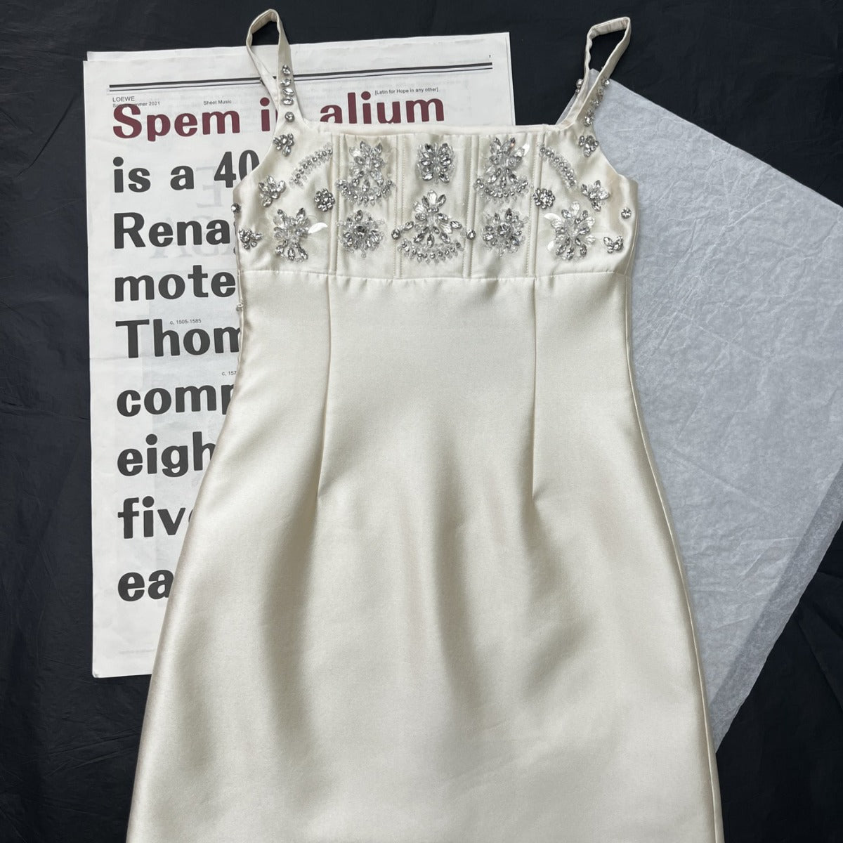 Ivory Luxe Beaded Banquet Mini Dress