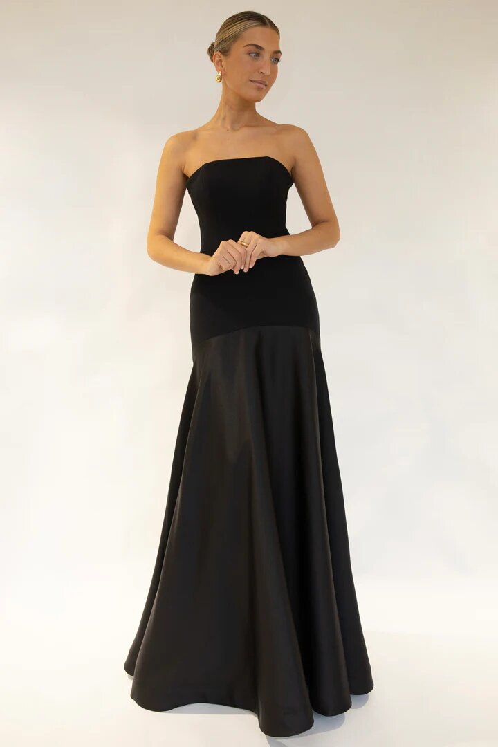 Serena Satin Strapless Hourglass Maxi Gown