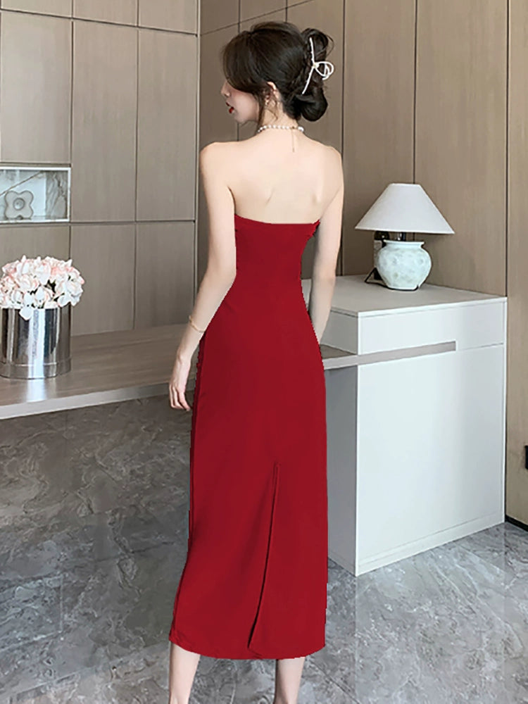 Muse Sleek Strapless Column Evening Dress