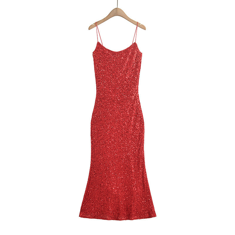 Sequin Slip Gown with Mermaid Hem