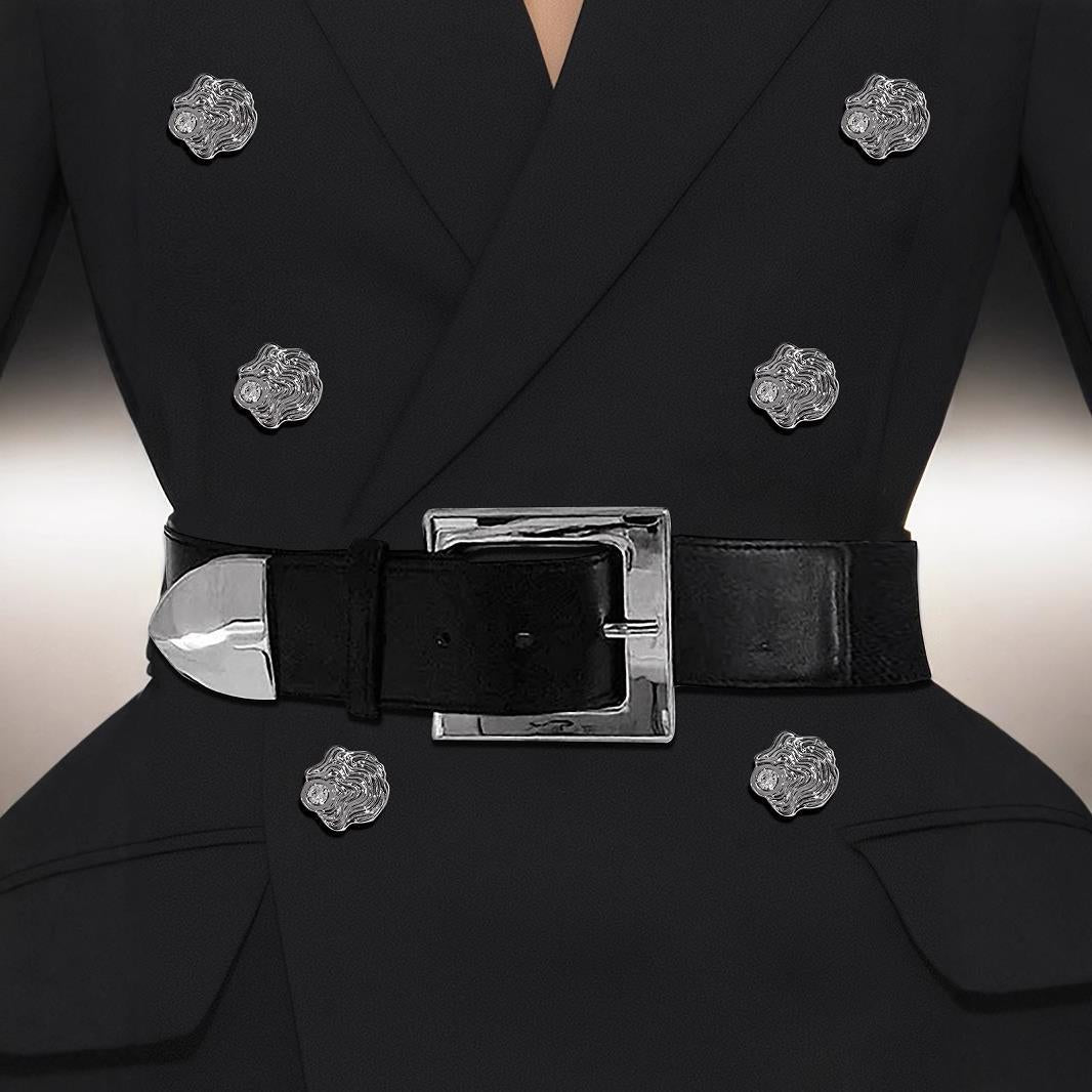 Élise Tailleur-Robe Structurée Double-Boutonnage Noir