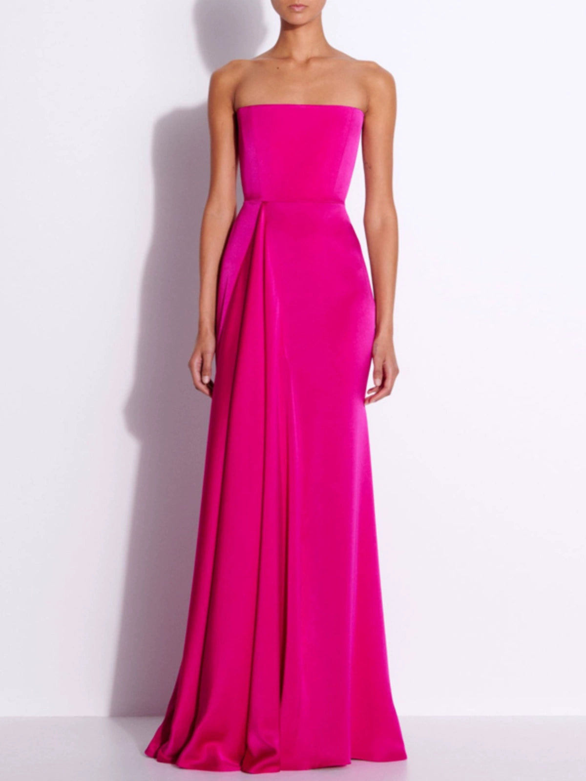 Allegra Luxe Sculpted Strapless Satin Evening Gown