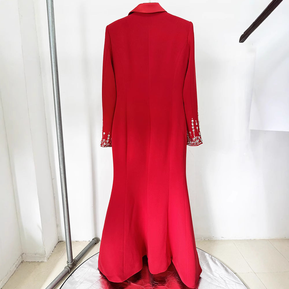 Embellished Suit-Collar Mermaid Formal Dress