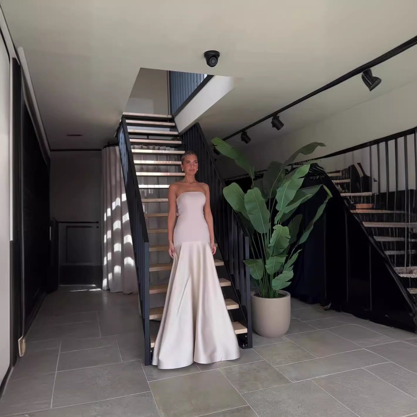 Serena Satin Strapless Hourglass Maxi Gown