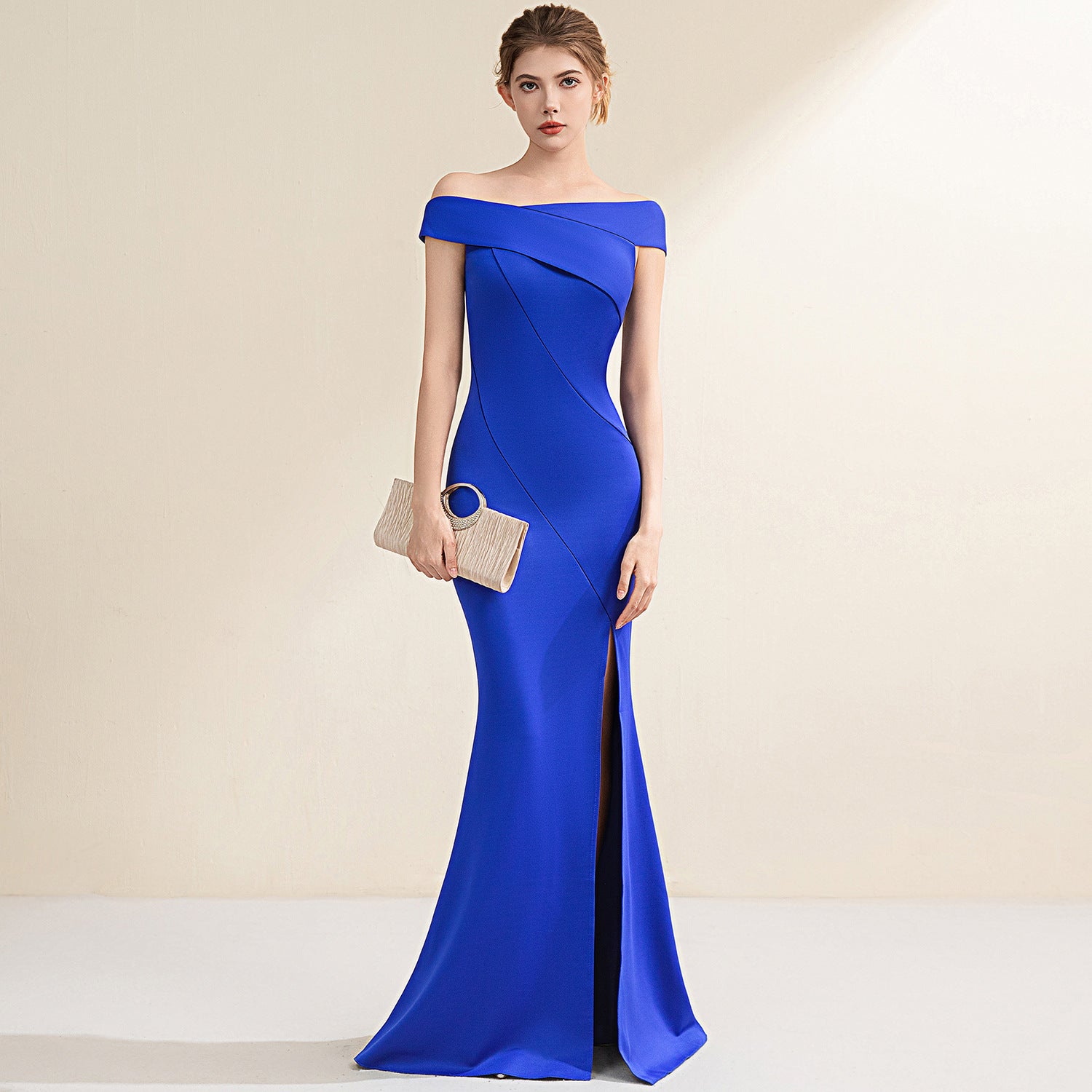 Emerald Green Evening Turtle Neck Dress