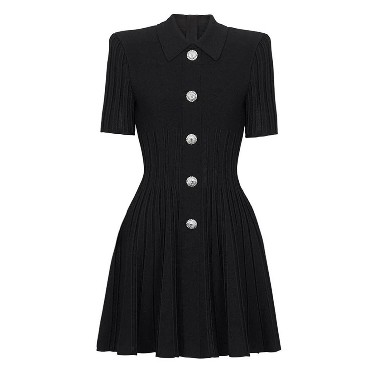Camille Lapel Knit A-Line Mini Dress