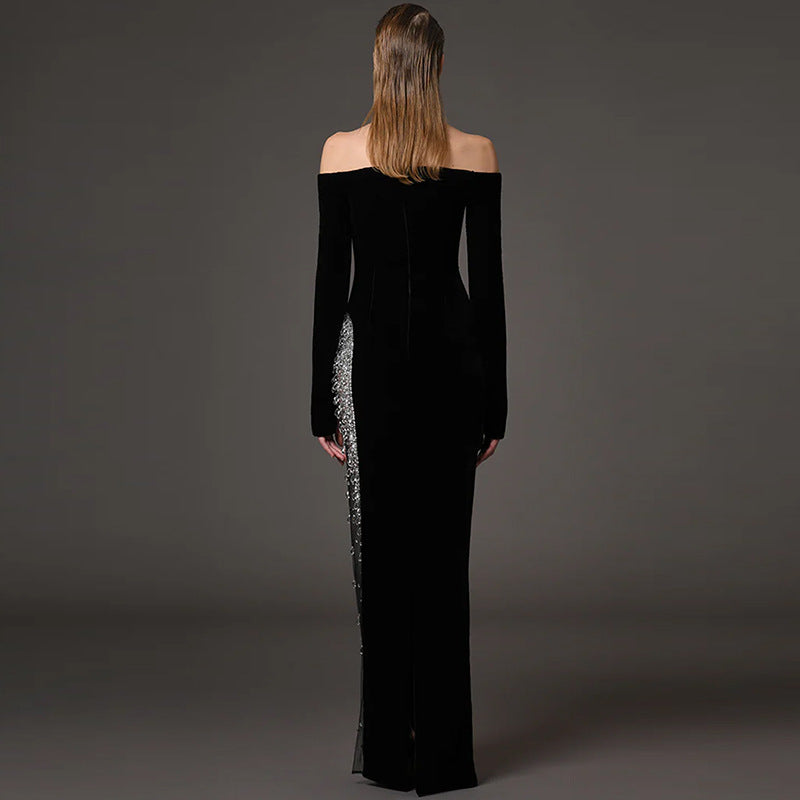 Starlight Edge Black Sheer Panel Gown