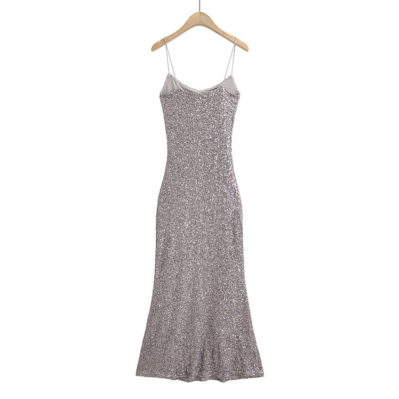 Sequin Slip Gown with Mermaid Hem