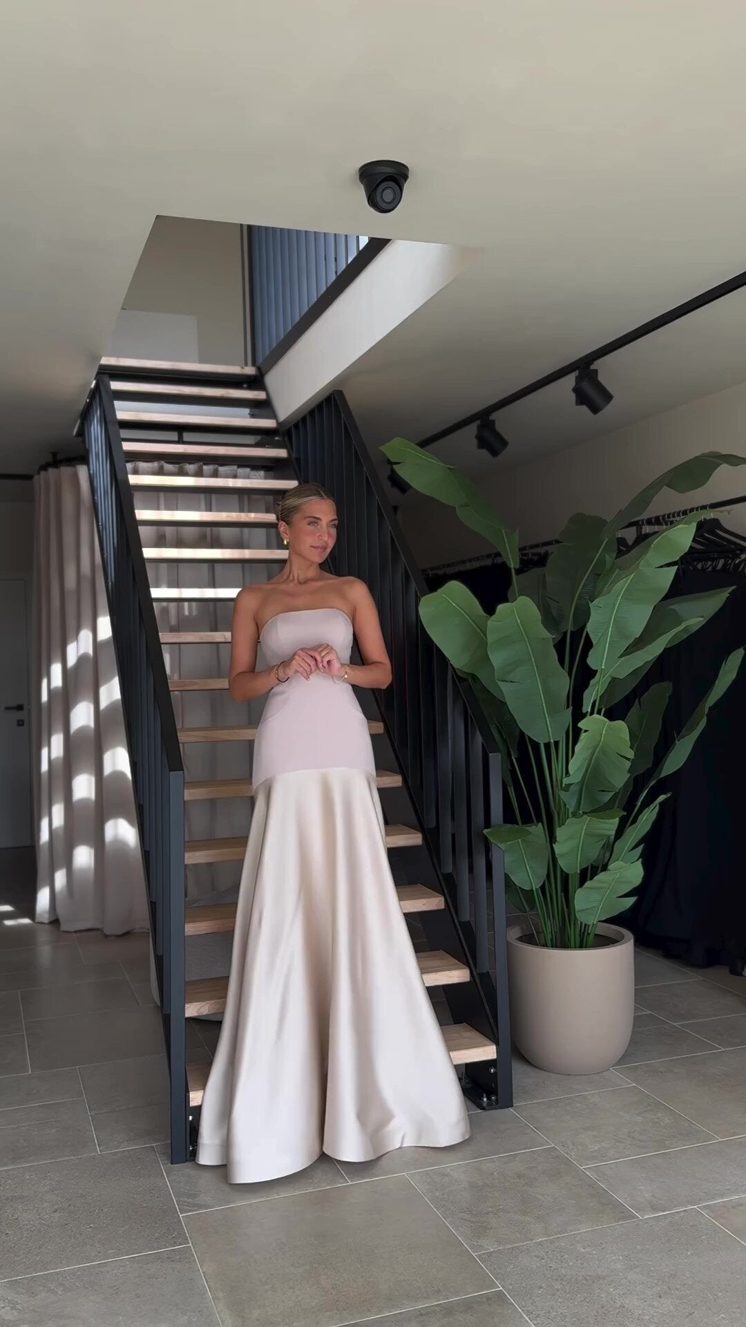 Serena Satin Strapless Hourglass Maxi Gown