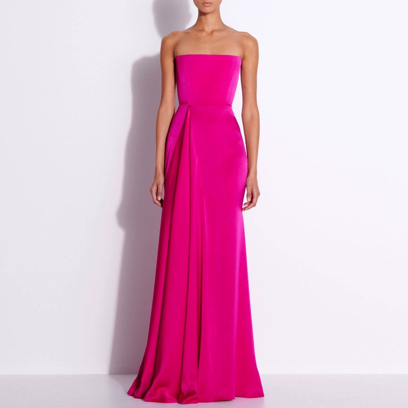 Allegra Luxe Sculpted Strapless Satin Evening Gown