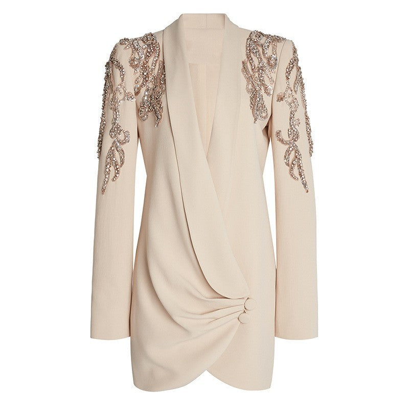 Ember Luxe Embroidered Draped Blazer