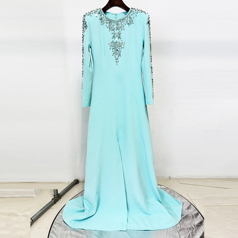 Seraphina Embroidered Slit Evening Dress
