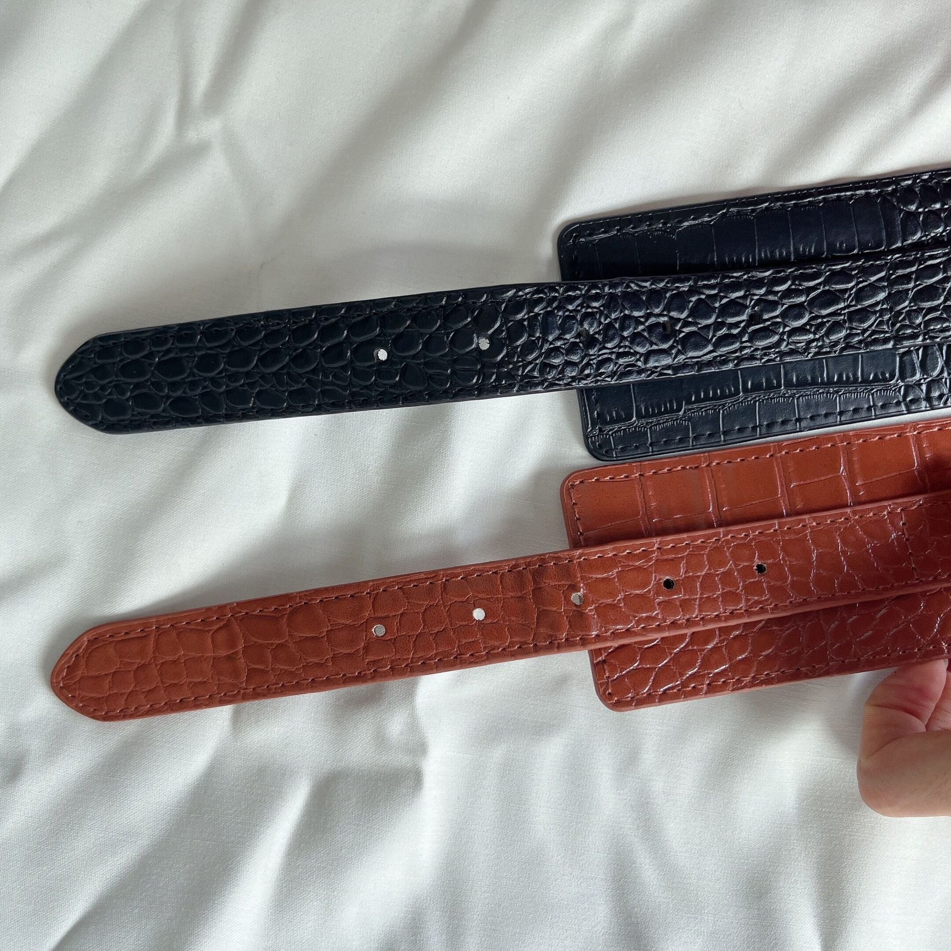 Elegant Croco-Texture Ultra-Wide Waist Belt