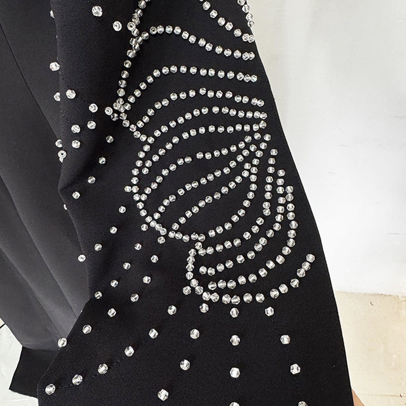 Sculpted Evening Dress with Crystal Slits