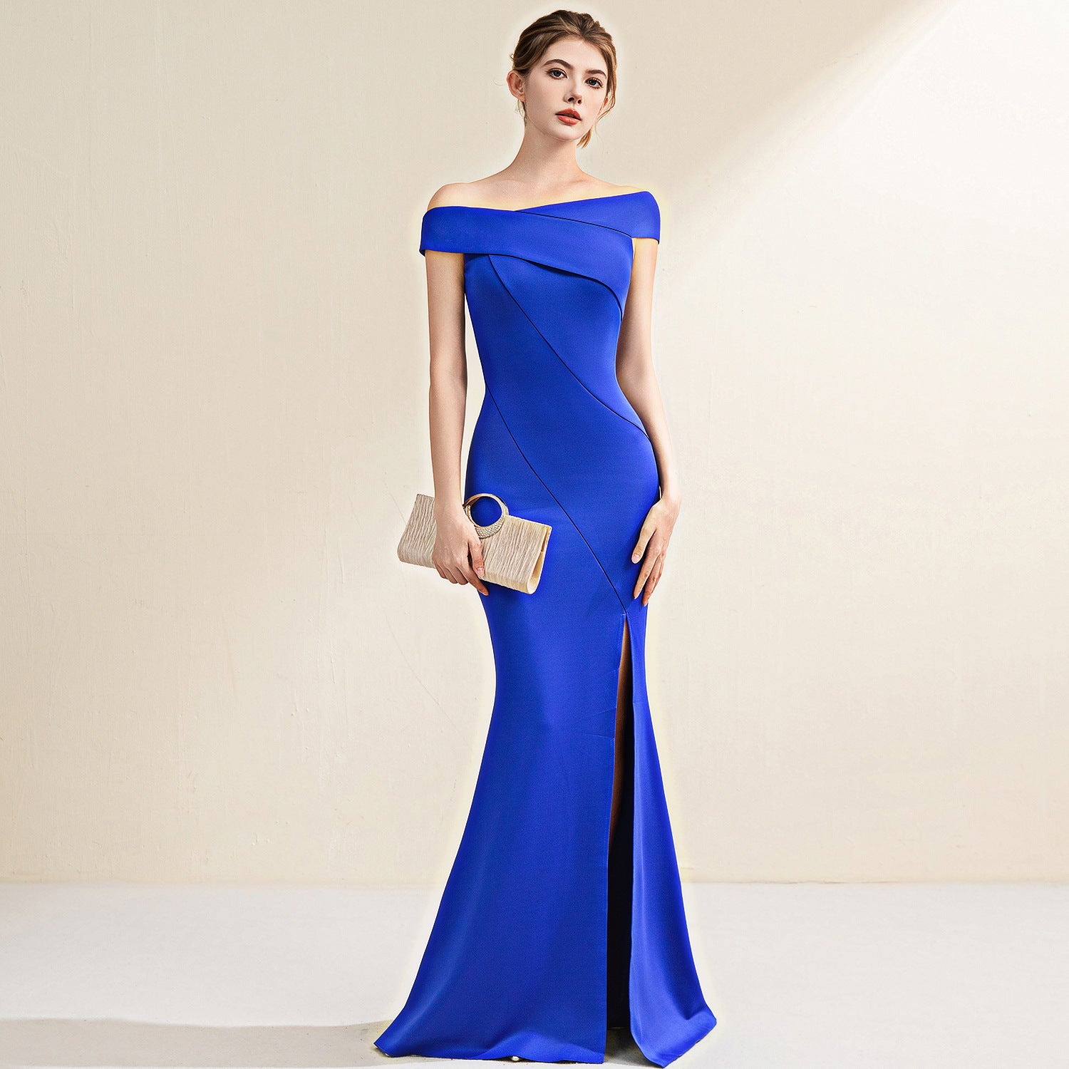 Emerald Green Evening Turtle Neck Dress