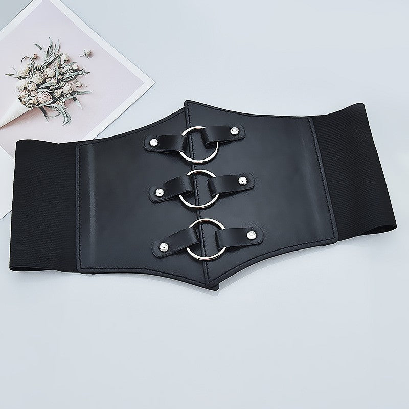 Femme Élégante Ring-Closure Wide Corset Belt