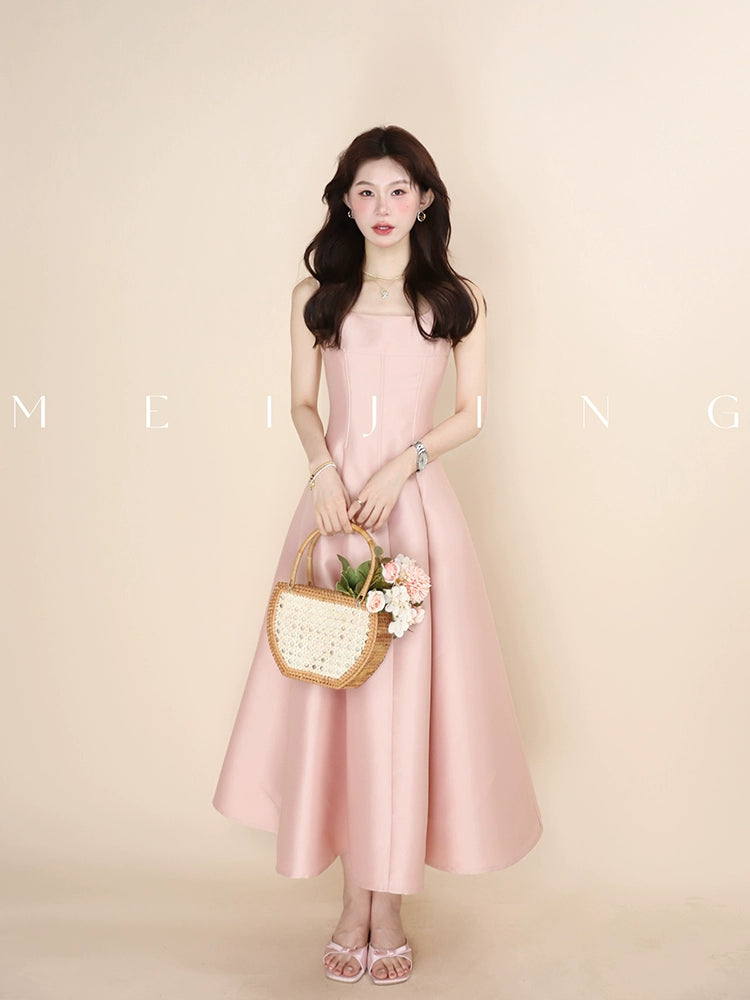 Lumière Bloom High-Waist Midi Dress