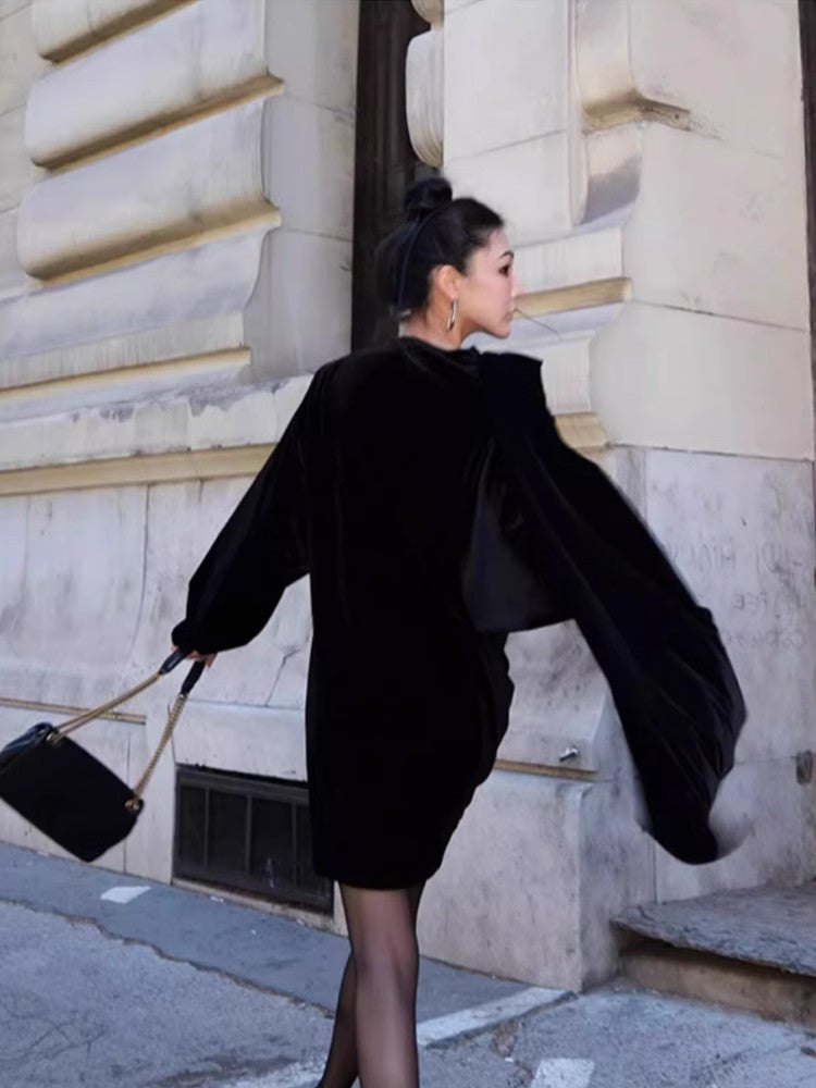 Corinne Velvet Cascade Dress