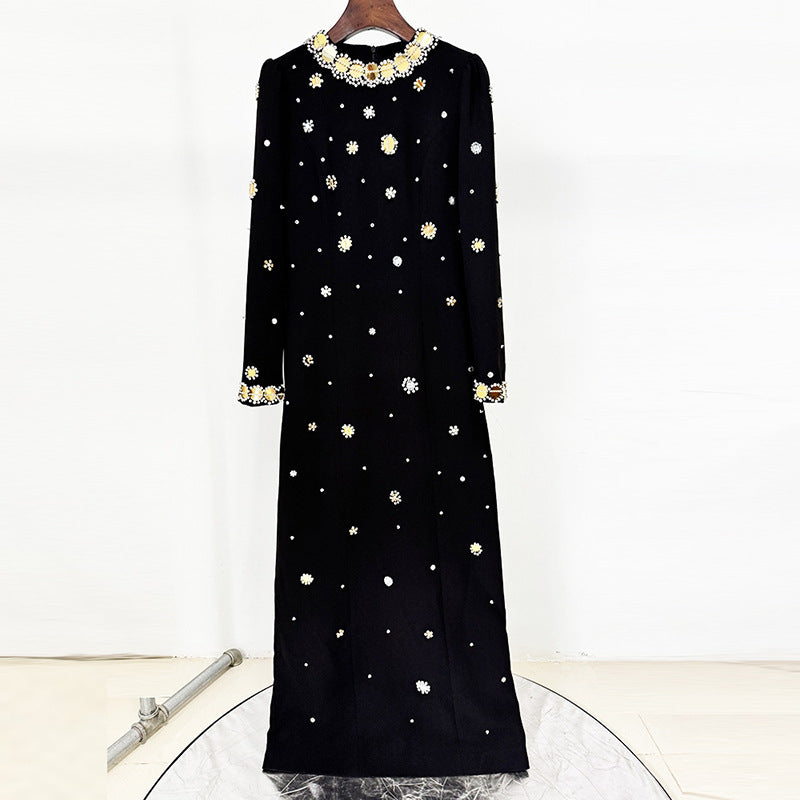 Luxe Beaded Galaxy Black Gown