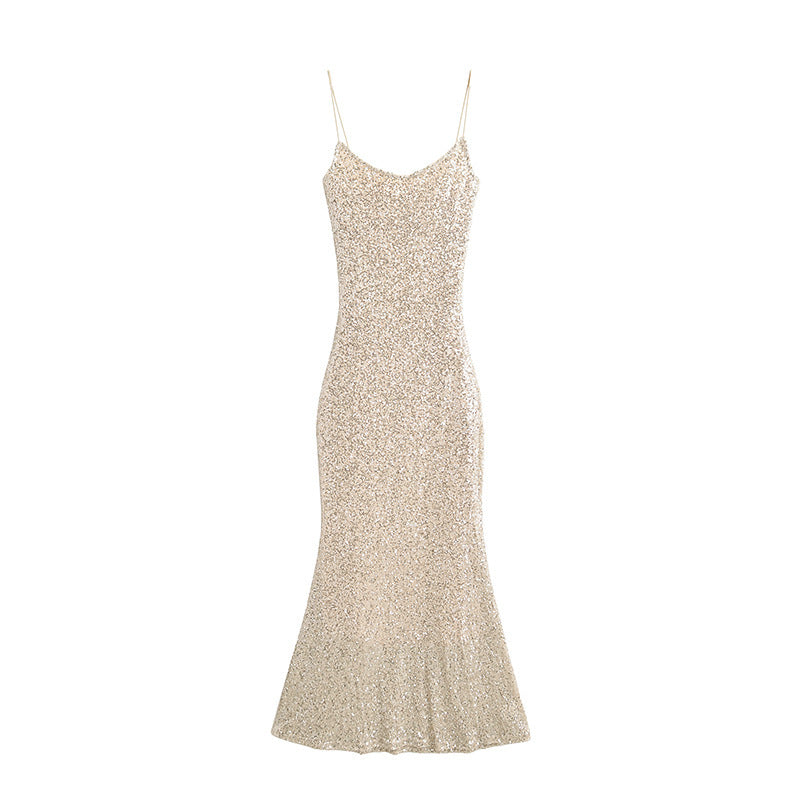 Sequin Slip Gown with Mermaid Hem