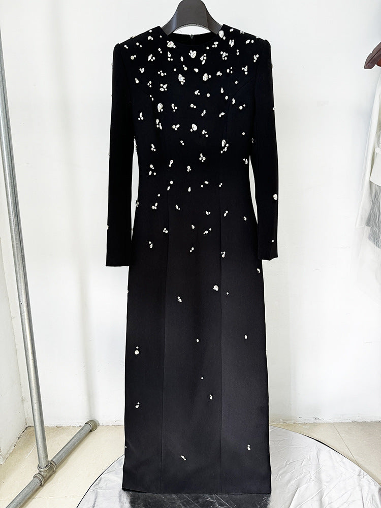 Starry Beaded Black Formal Long Dress