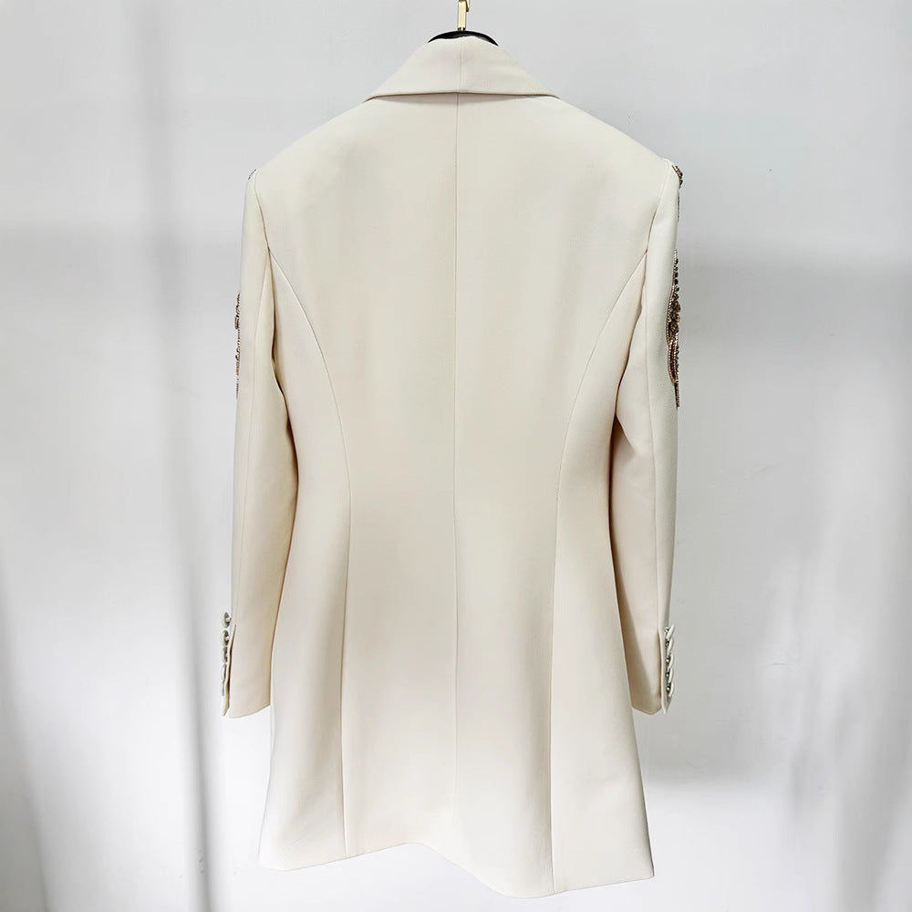 Ember Luxe Embroidered Draped Blazer
