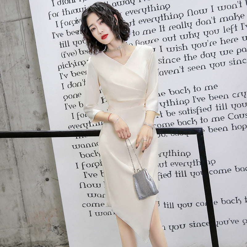 White Wrap Satin Midi Dress