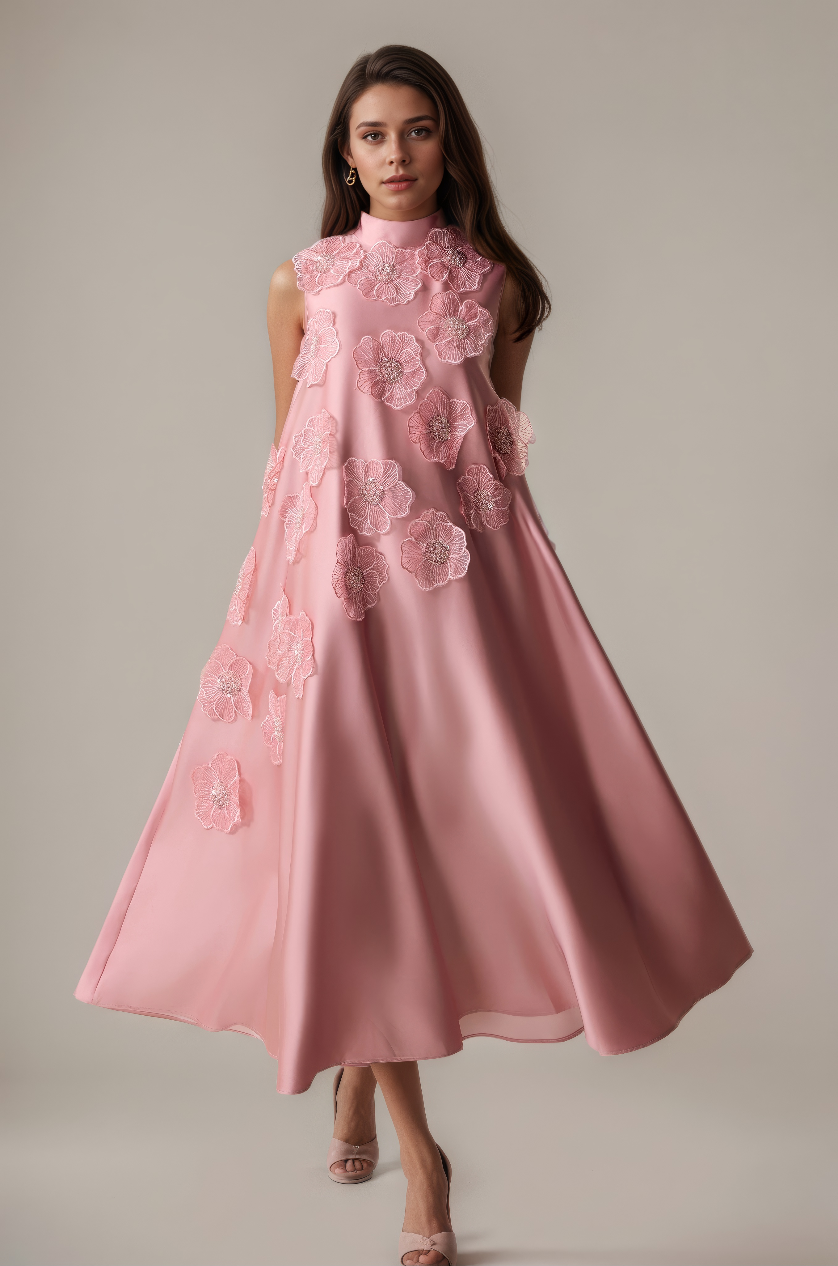 Petal Cascade Midi Dress