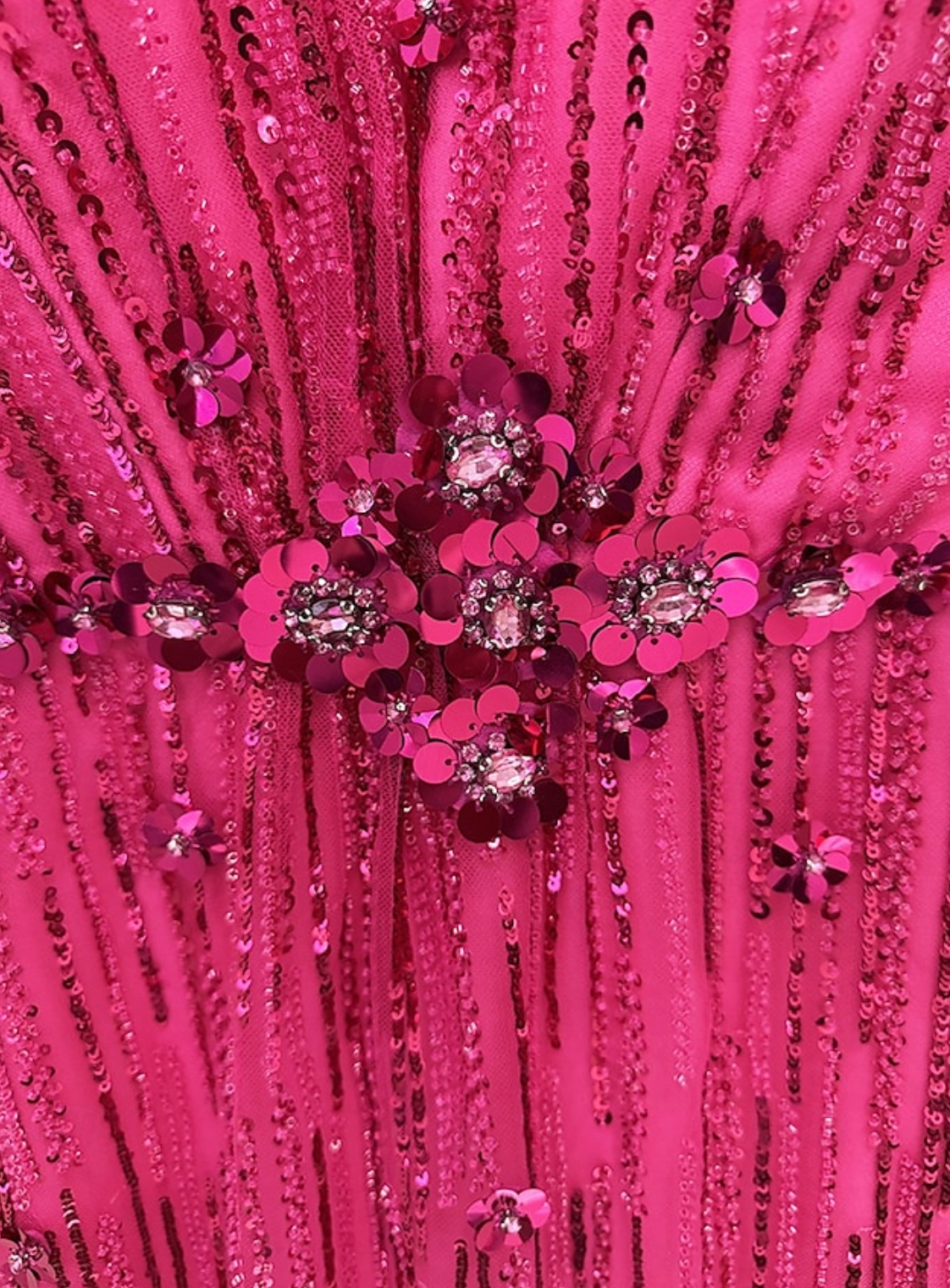 Fuchsia Radiance Sequin Beaded Mesh Gown