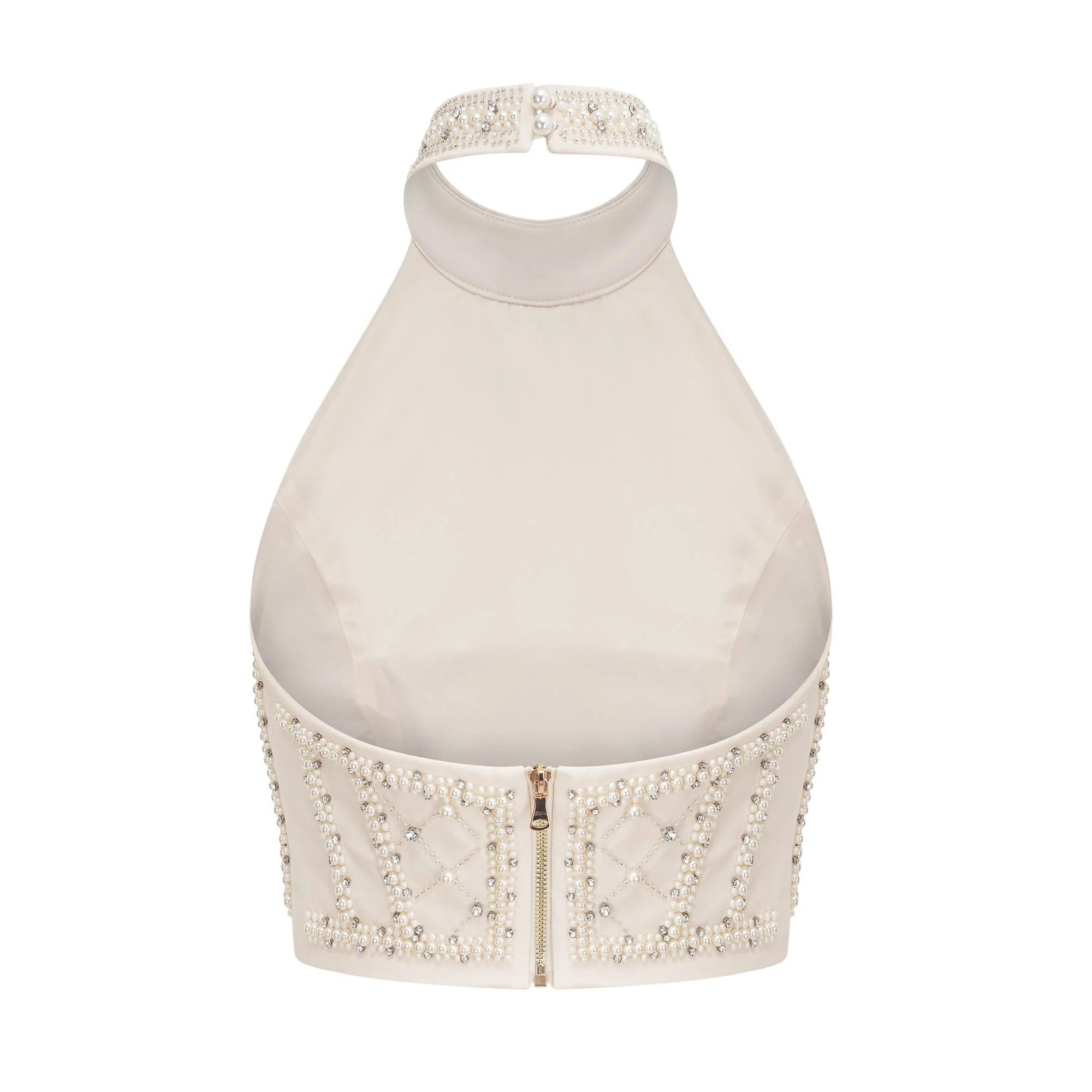 Sculpted Beadwork Glam Halterneck Mini Dress