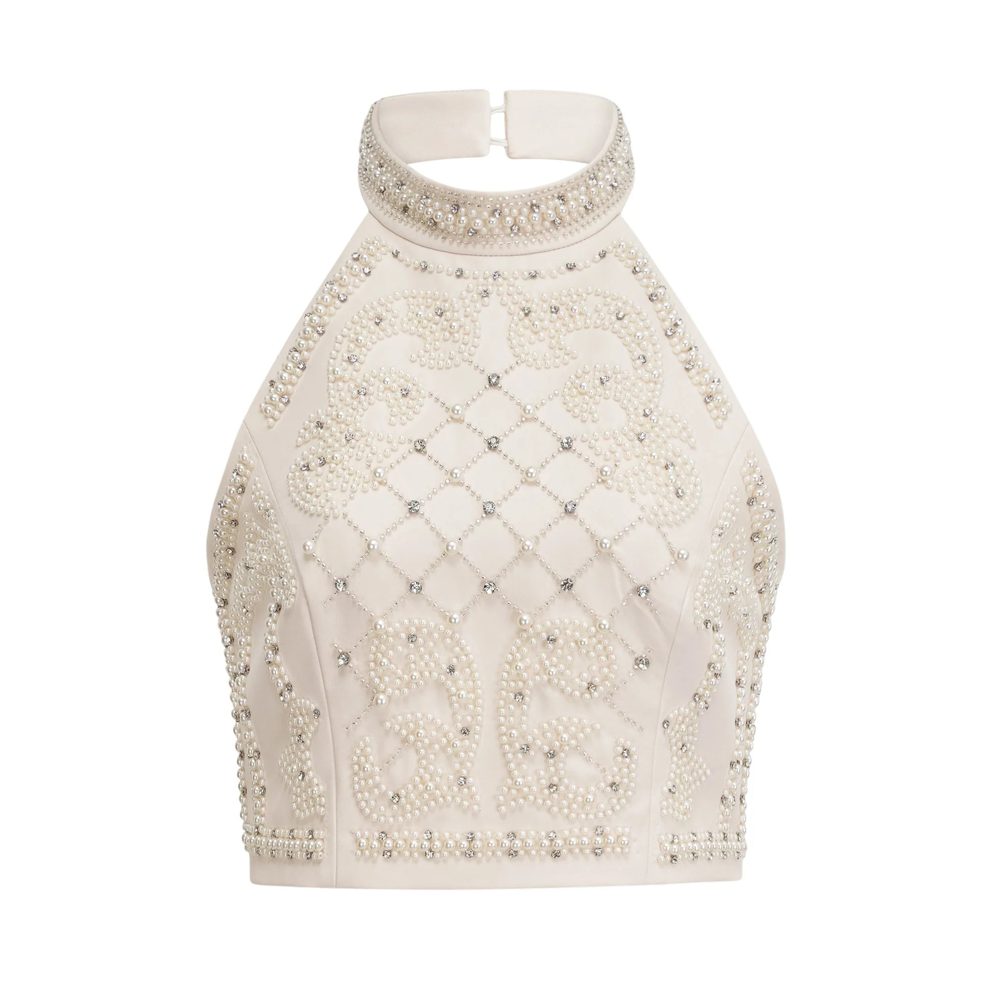 Sculpted Beadwork Glam Halterneck Mini Dress