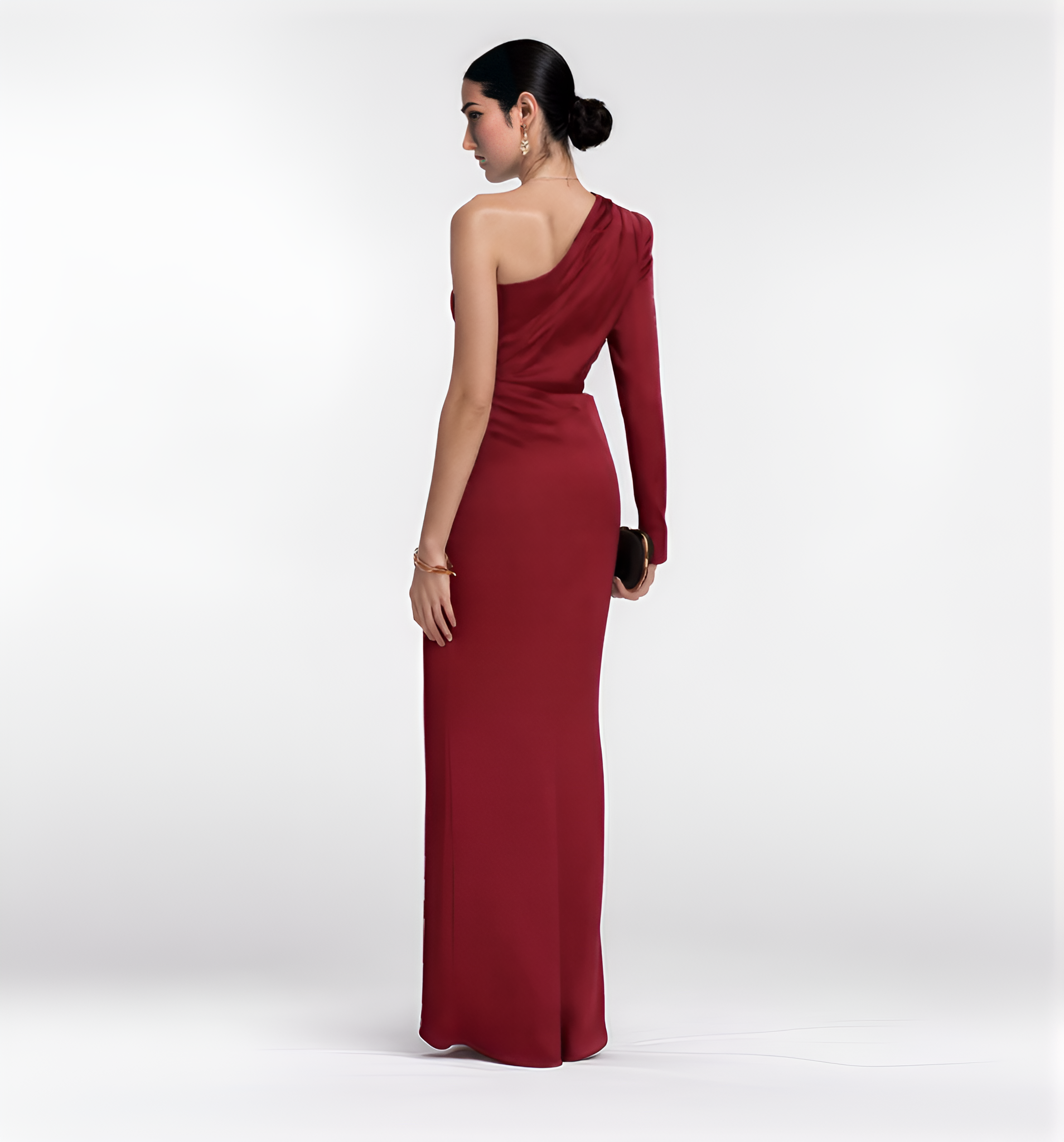 Asymmetric Draped One-Shoulder Evening Gown
