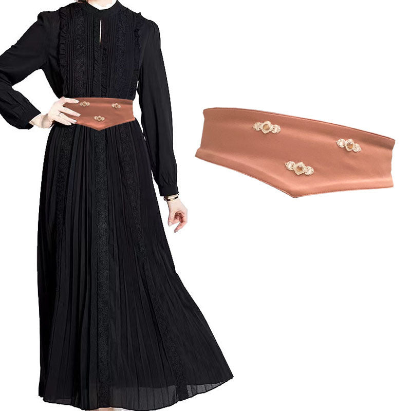 Artemis Black Statement Waist Belt — fabric and detail