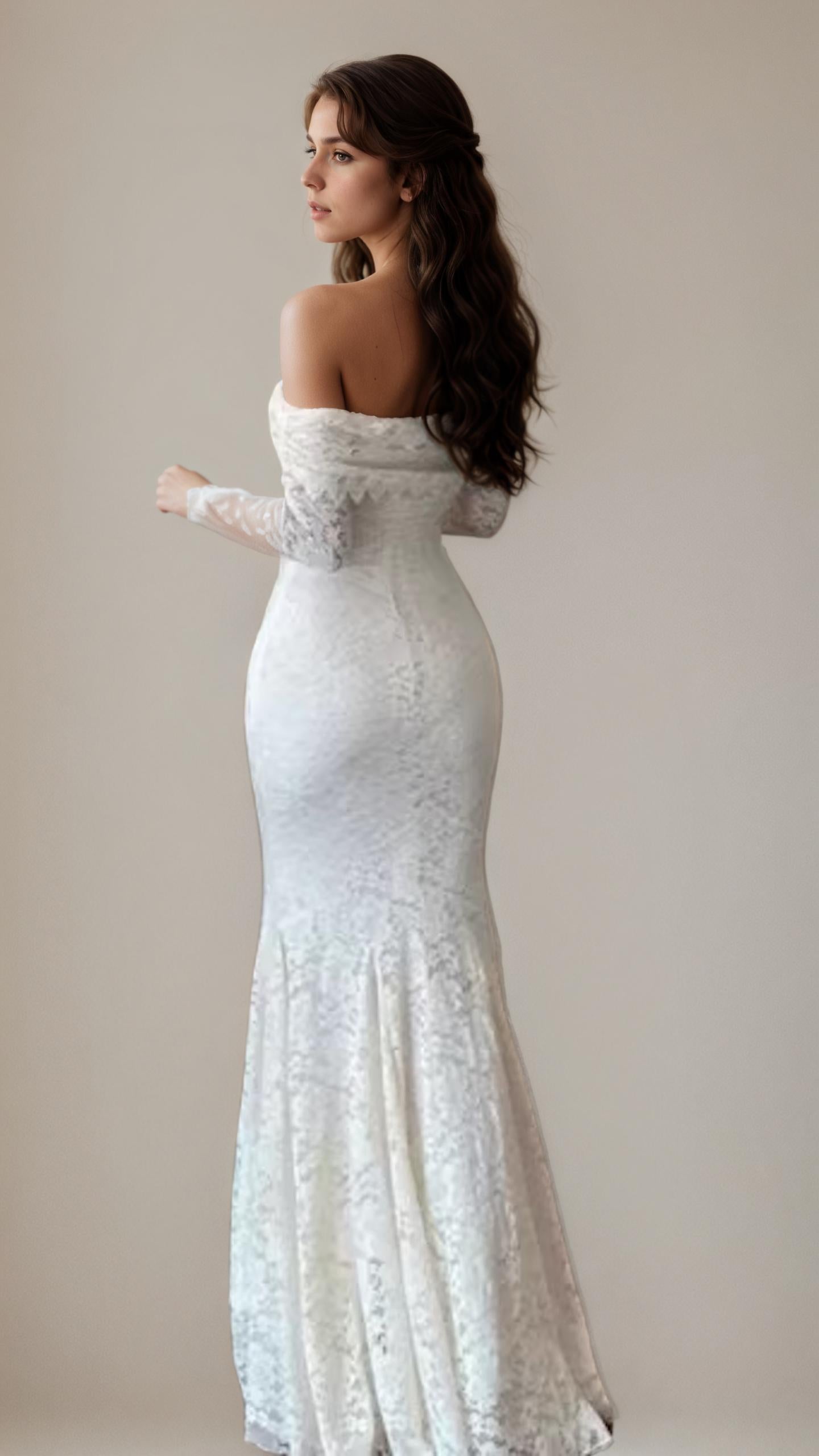 Aurora Off-Shoulder Lace Mermaid Dress — full length