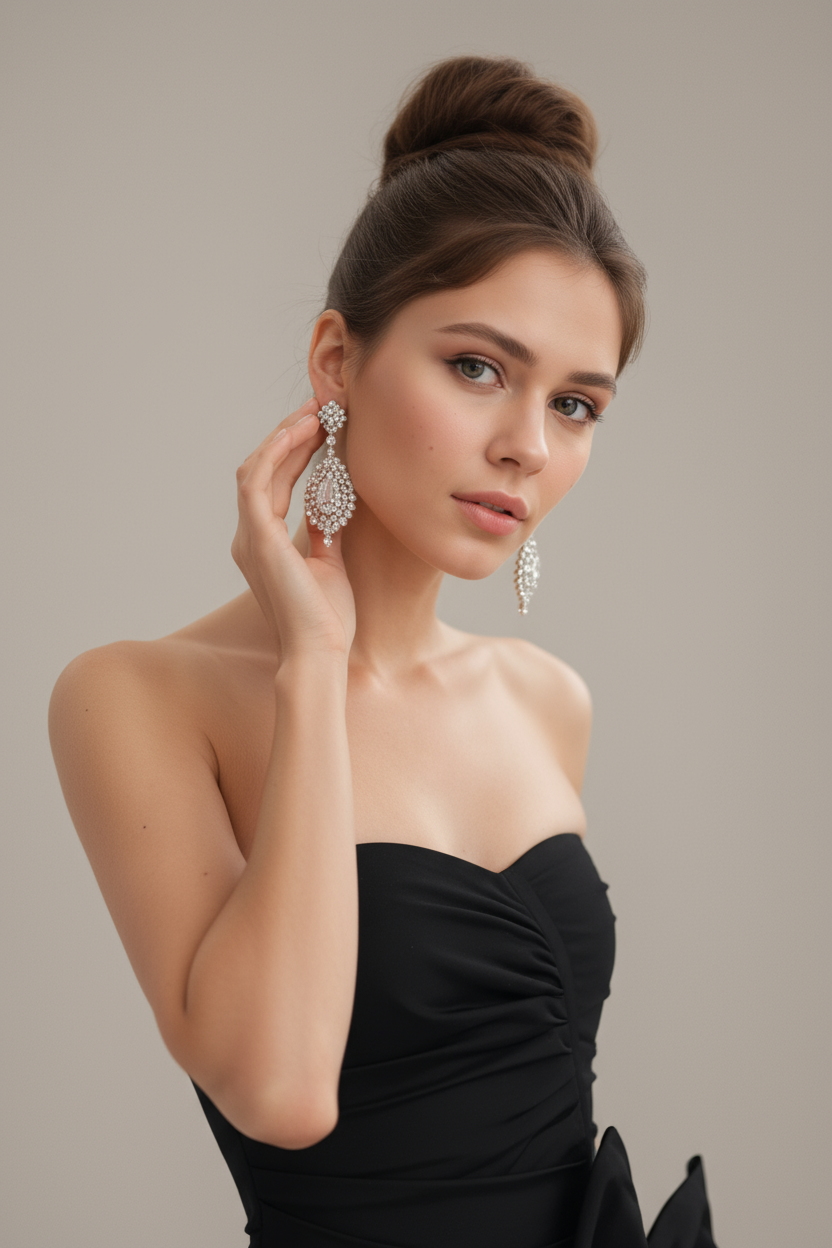 Black Strapless Mini Dress with Oversized Bow