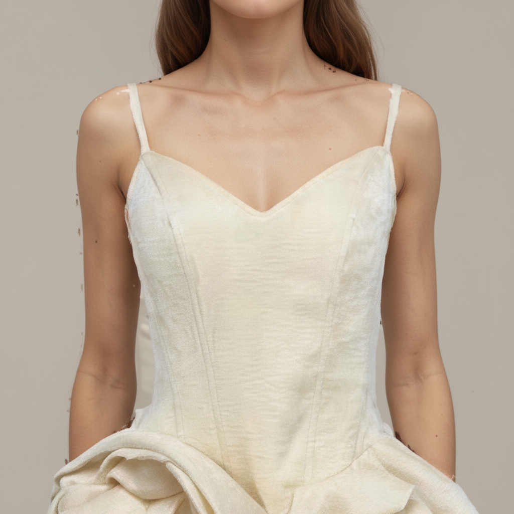 Ivory Sculptural Rosette Bubble Mini Dress