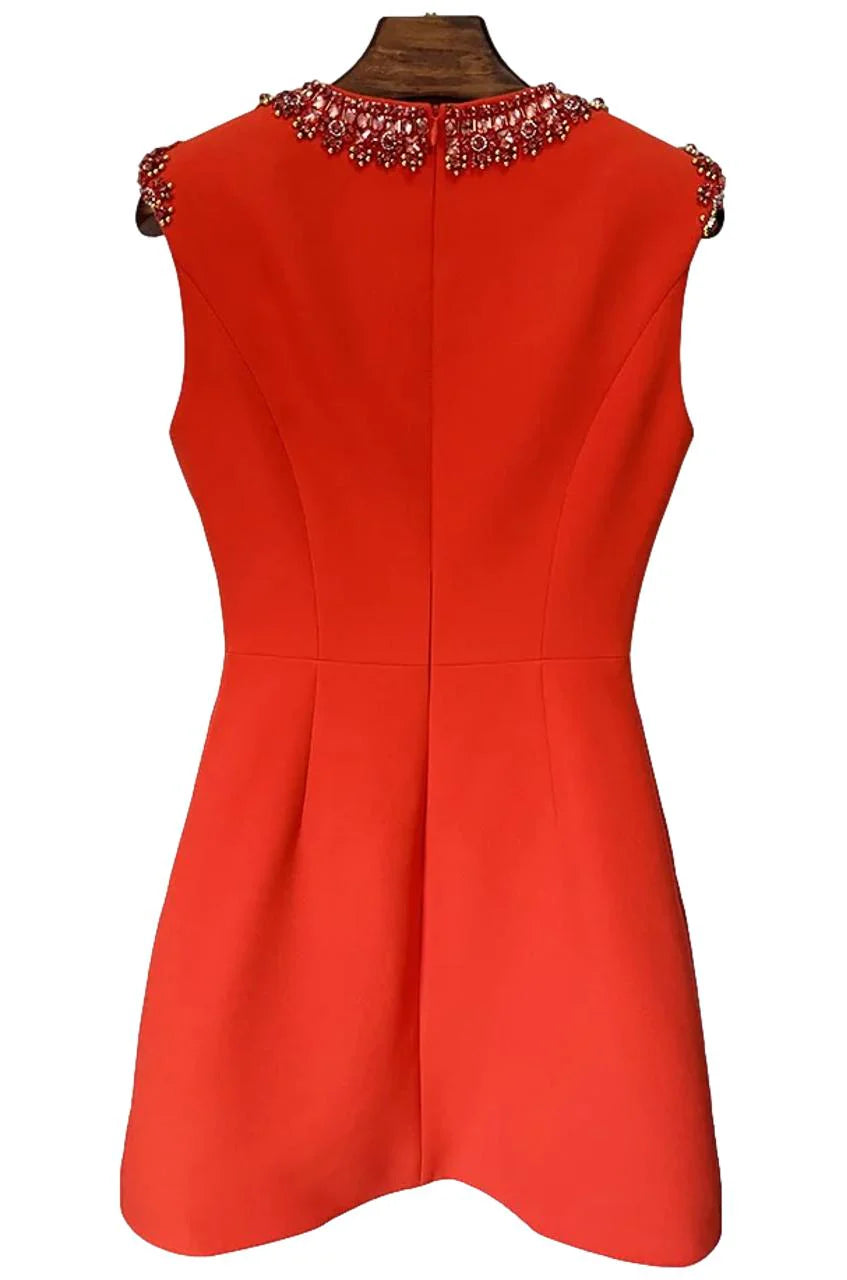 Cerise Halo JewelCollar Mini Dress