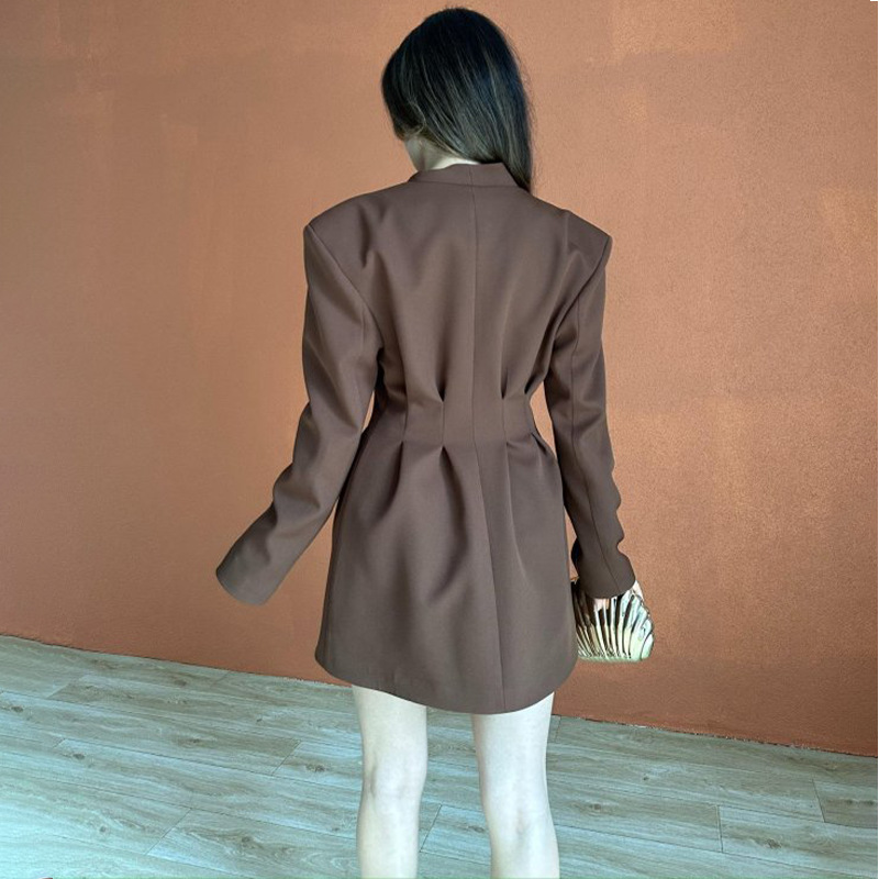 Elegant Long-Sleeve Button-Front Blazer Mini Dress