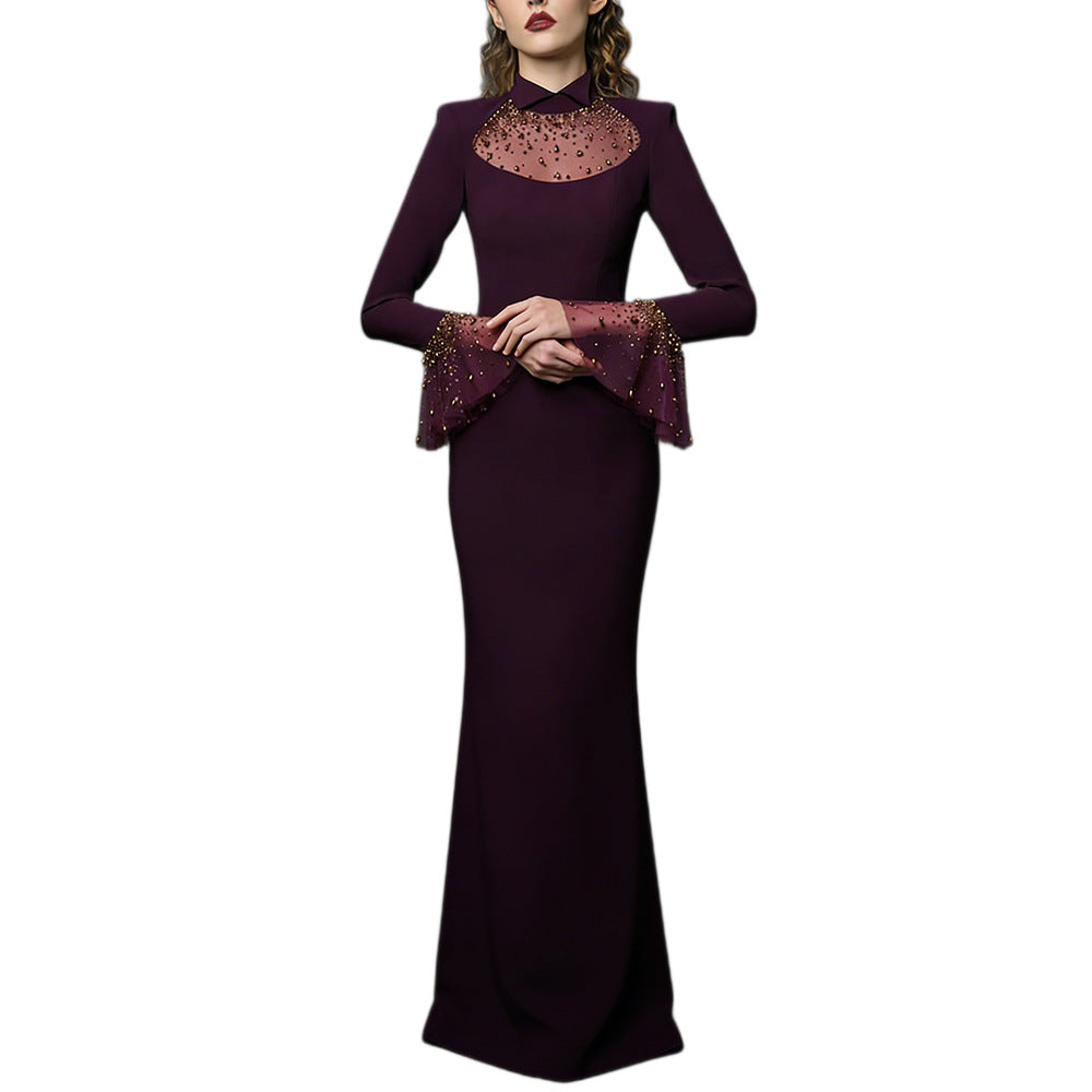 Beaded Long Sleeve Mermaid Evening Gown — styled look