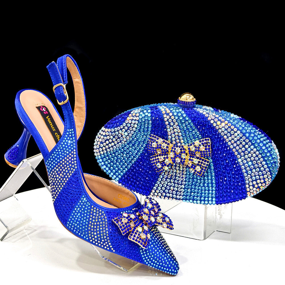 Bow & Diamond Pointed Sandal with Round Handbag Set — styled look