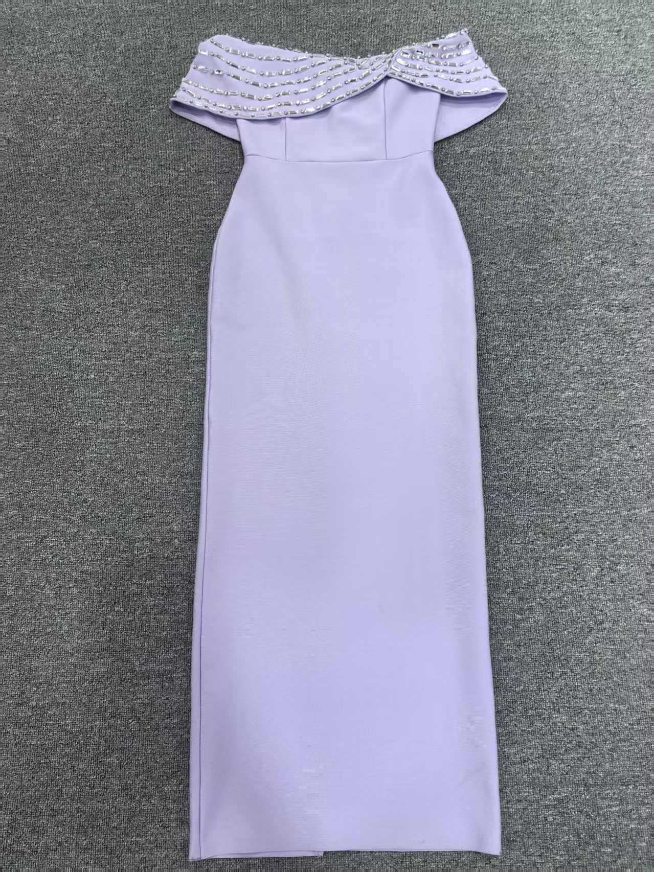 Camille Crystal Draped Slim Evening Gown — close-up detail