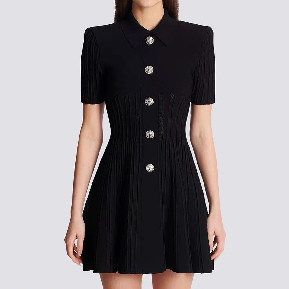 knit a line mini dress Camille Lapel Knit A-Line Mini Dress