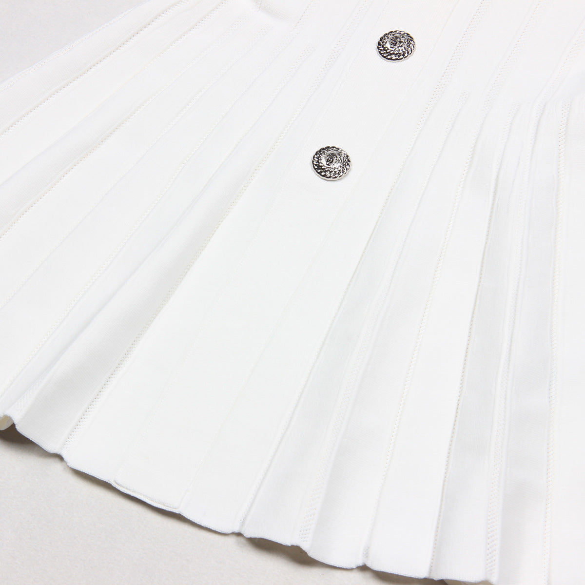 Camille Lapel Knit A-Line Mini Dress — fabric and detail