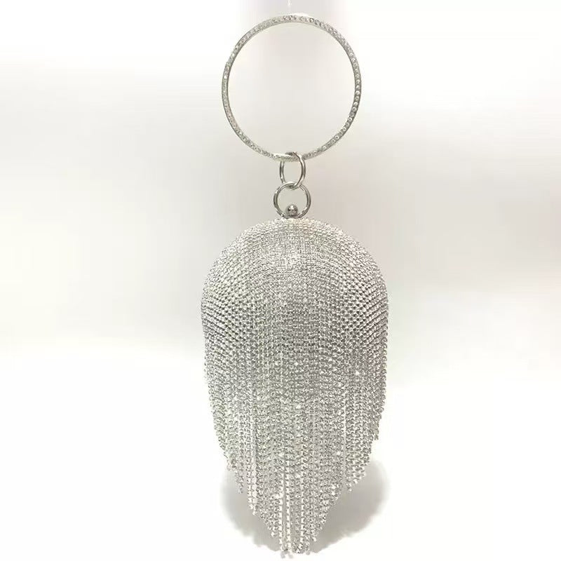 Cascading Tassel Spherical Evening Bag — styled look