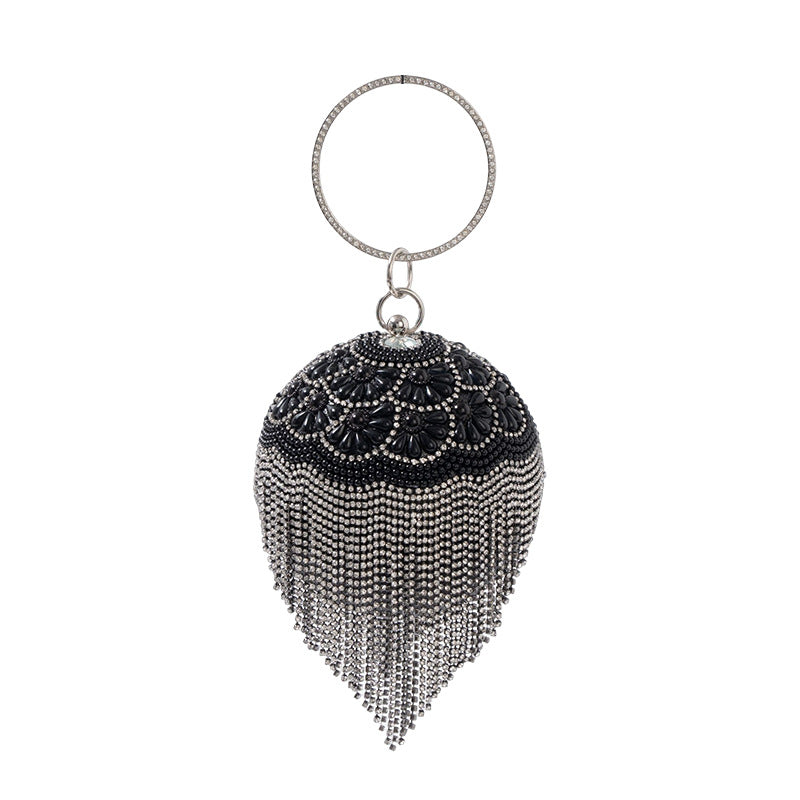Cascading Tassel Spherical Evening Bag — back view