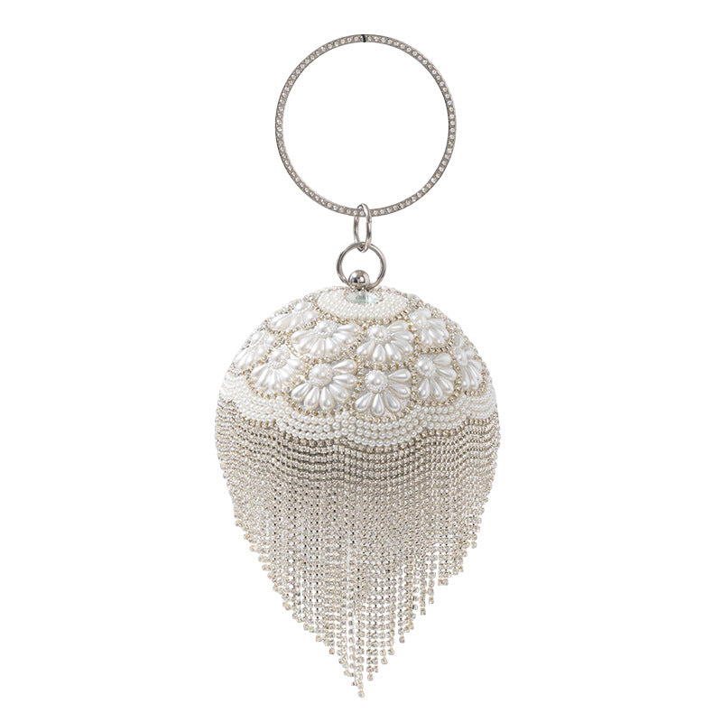 Cascading Tassel Spherical Evening Bag — side view
