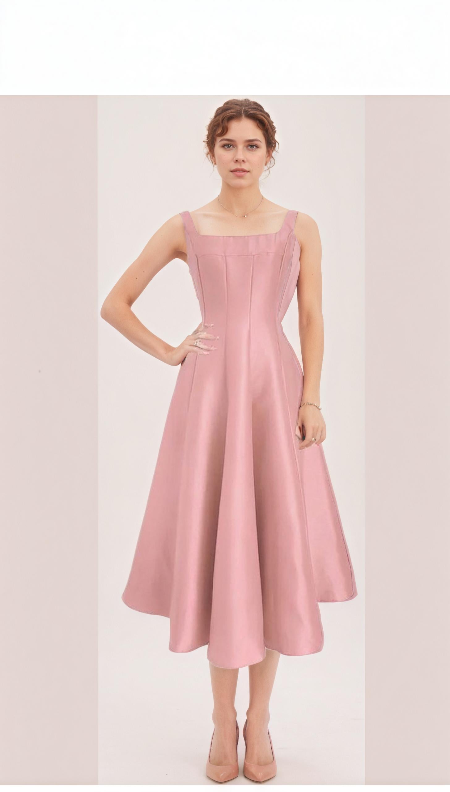 Celine Bloom High-Waist Midi Dress — silhouette