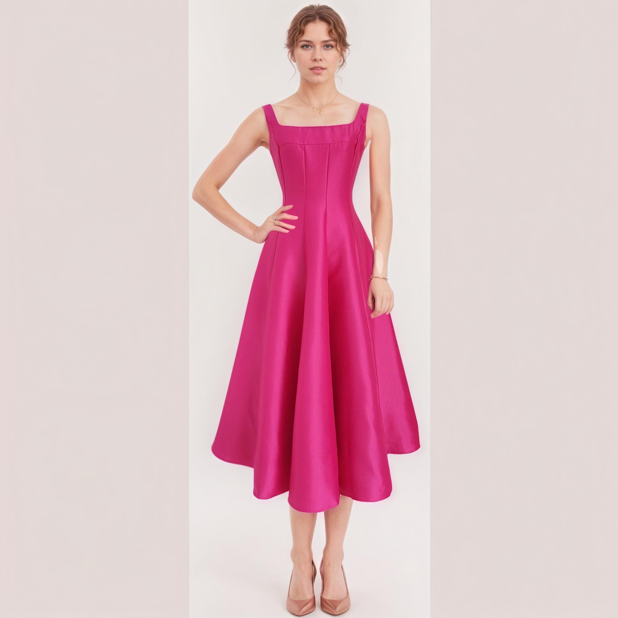 Celine Bloom High-Waist Midi Dress — full length